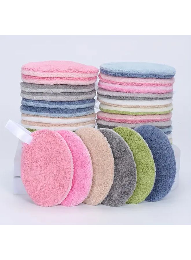 Khaki White 8011 Oval Absorbent Reusable Makeup Remover Pads 6pcs Soft Facial Cleansing Pads - Image 2